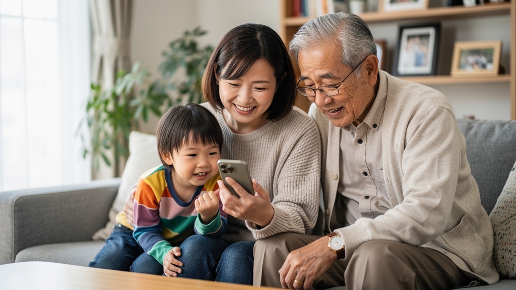 家族で資産情報を共有するイメージ